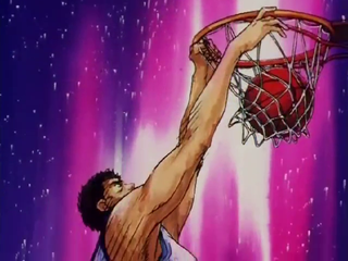 A put-back dunk by Uozomi after an offensive rebound over Sakuragi